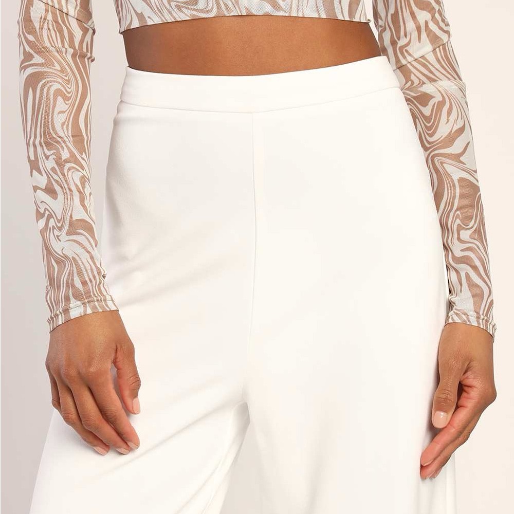 Lulus Get Dressed Up White Wide-Leg Pants Size XS - Picture 4 of 5